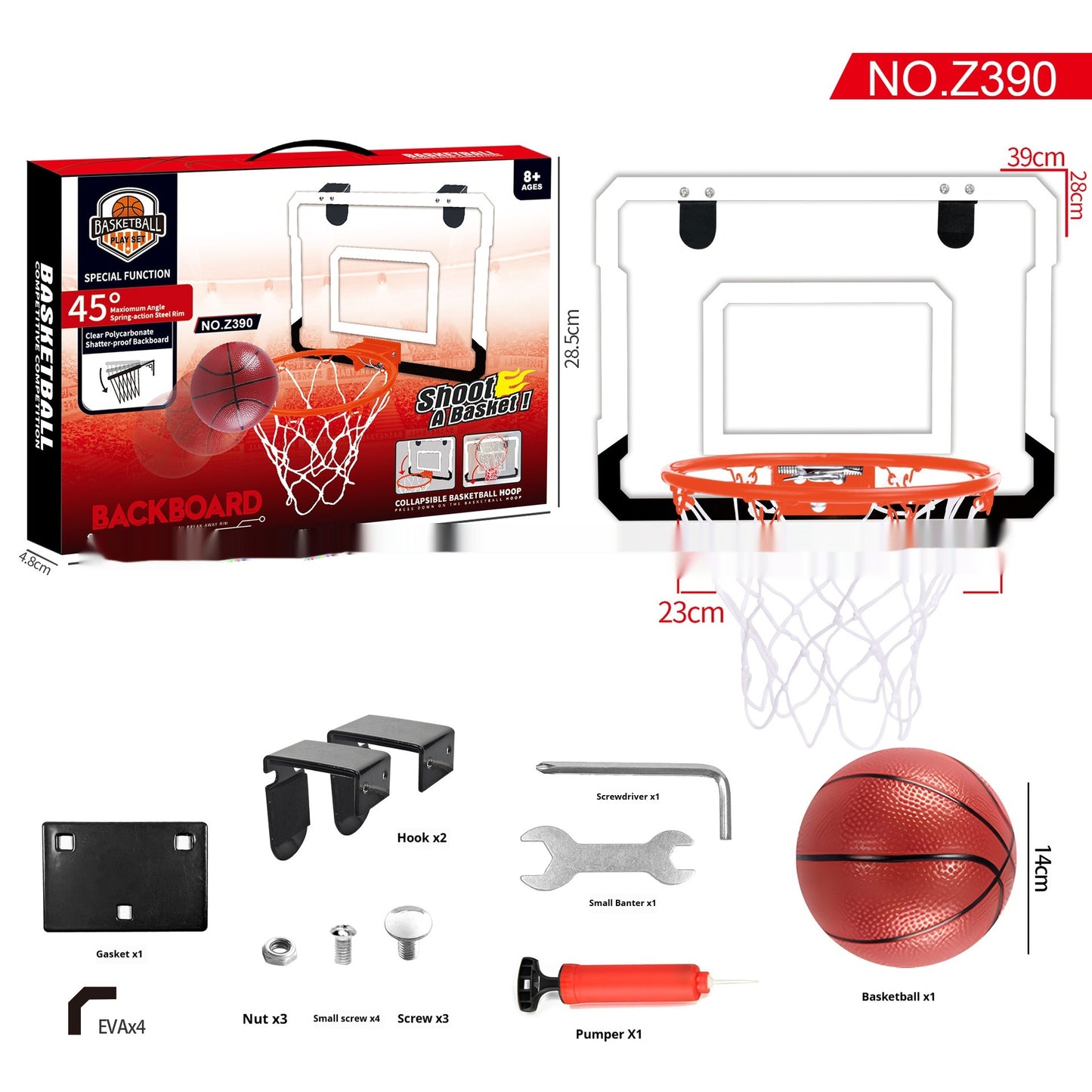 Light Dunk Scoring Folding Basketball Frame Punch-free Suction Cup Iron Hook Dual-use