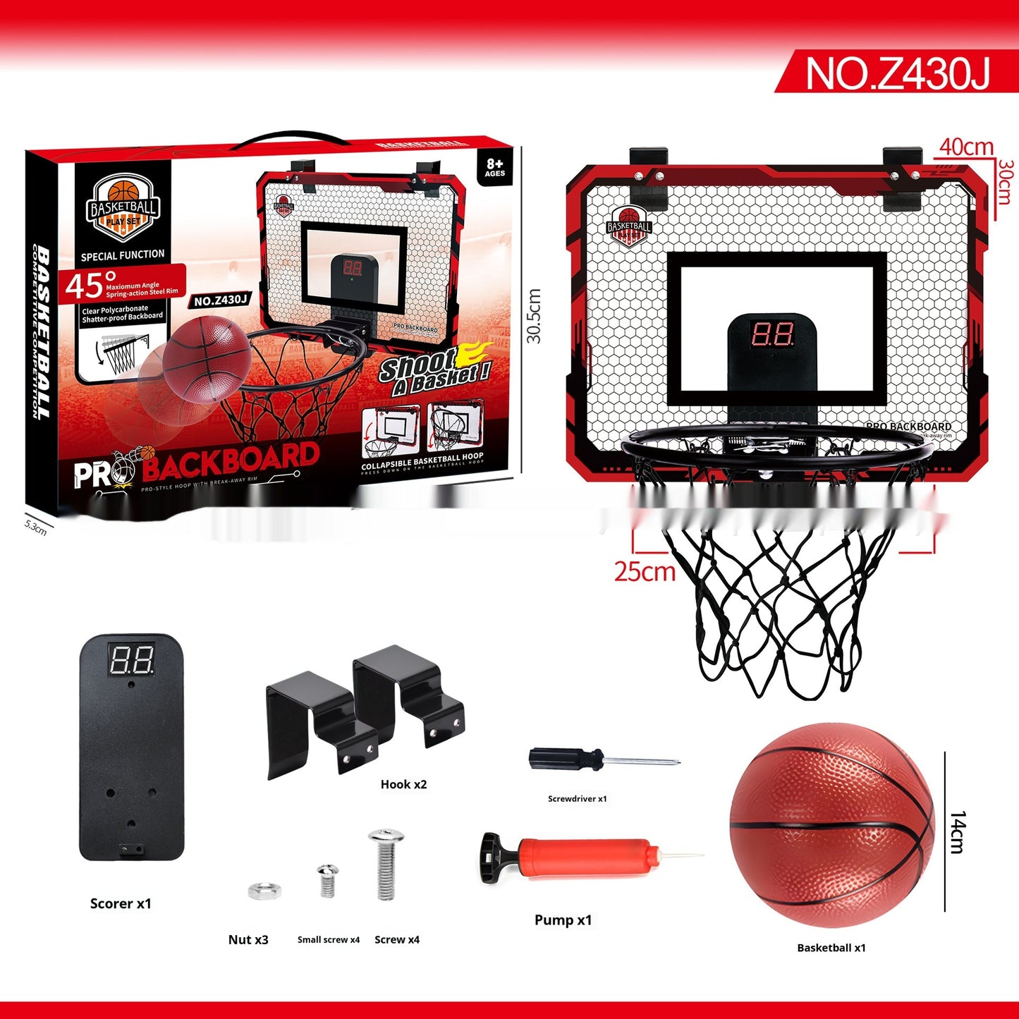 Light Dunk Scoring Folding Basketball Frame Punch-free Suction Cup Iron Hook Dual-use